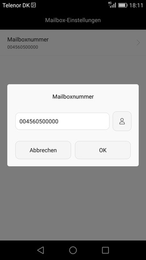 Geben Sie die Mailboxnummer ein und wählen Sie OK