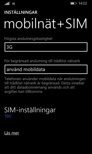 För att byta nätverk om nätverksproblem uppstår, välj SIM-inställningar