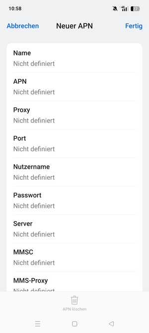 Geben Sie Internet-Informationen ein