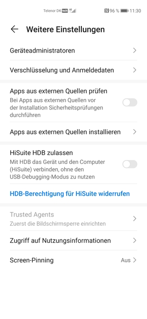 Wählen Sie Verschlüsselung und Anmeldedaten