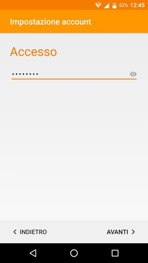 Inserisci la tua password e seleziona AVANTI