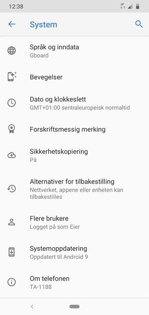 Velg Systemoppdatering