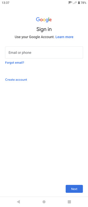 Enter your Gmail address and select Next