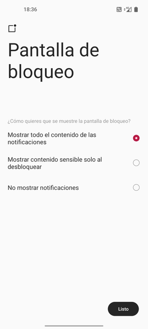 Seleccione la opción deseada y seleccione Listo