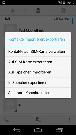 Wählen Sie Kontakte auf SIM-Karte verwalten