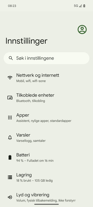 Velg Nettverk og internett