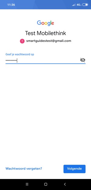 Voer uw Gmail wachtwoord in en selecteer Volgende