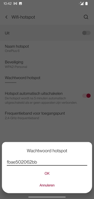 Voer een wachtwoord van een WiFi-hotspot in van ten minste 8 tekens en selecteer OK