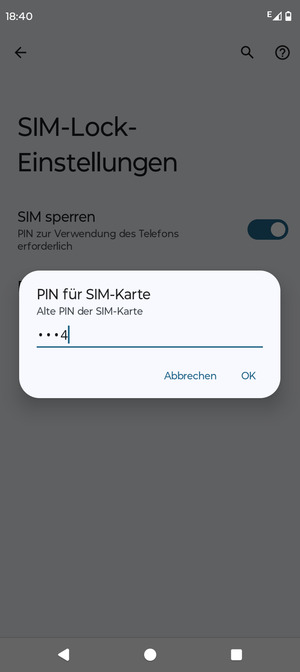 Geben Sie Ihre Alte PIN der SIM-Karte ein und wählen Sie OK