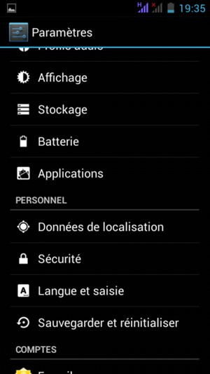 Faites défiler et sélectionnez Sécurité