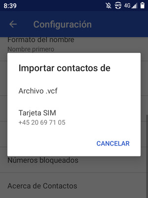 Seleccione Tarjeta SIM