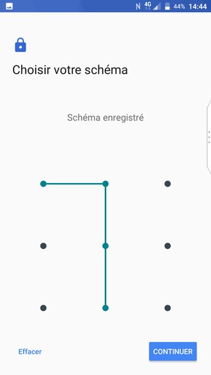 Dessinez un motif de déverrouillage et sélectionnez CONTINUER