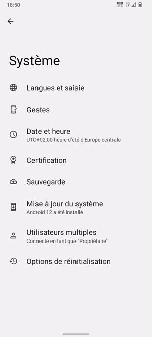 Sélectionnez Mise à jour du système