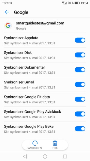 Velg Synkroniser nå