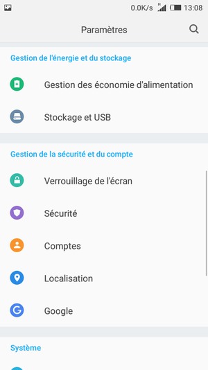 Faites défiler et sélectionnez Gestion des économie d'alimentation