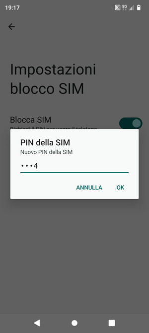 Inserisci Nuovo PIN della SIM e seleziona OK