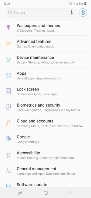 Scroll to and select Biometrics and security