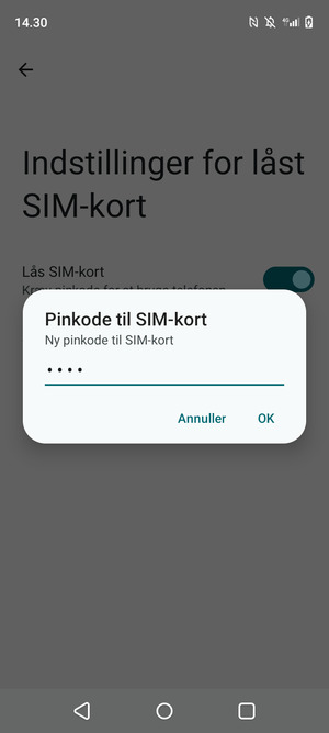 Indtast din Nye PIN-kode til SIM-kort og vælg OK