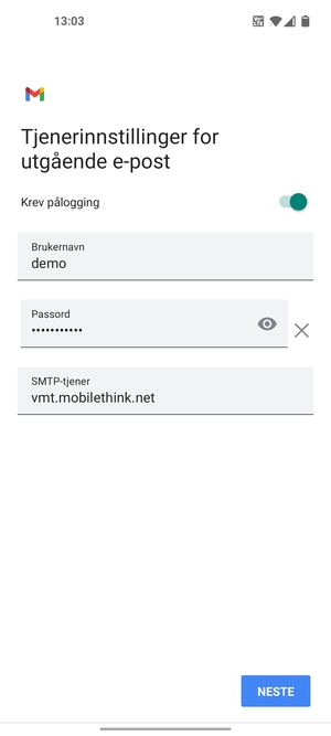 Skriv inn utgående serveradresse