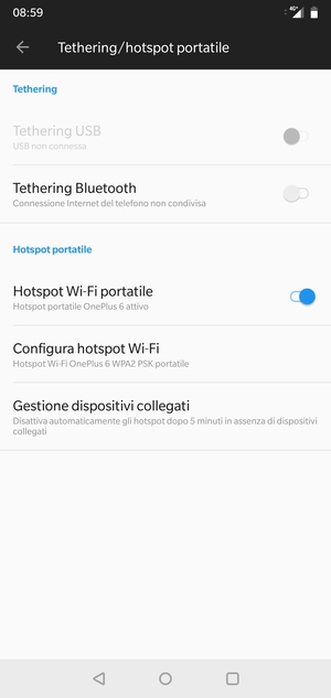 Il telefono è ora pronto per essere usato come modem