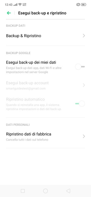 Attiva Esegui back-up dei miei dati