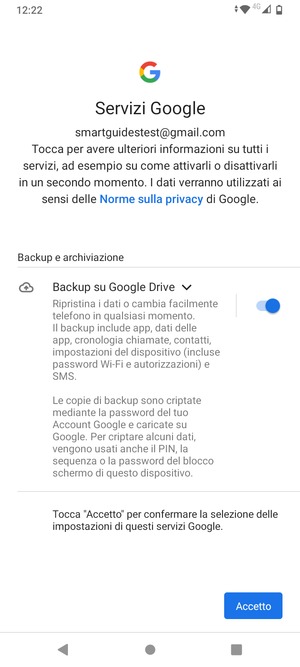 Seleziona Accetto