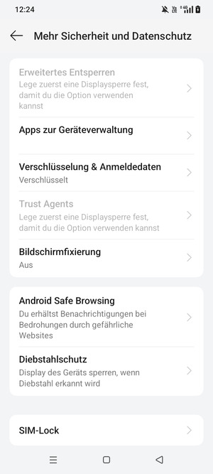Scrollen Sie und wählen Sie  SIM-Lock