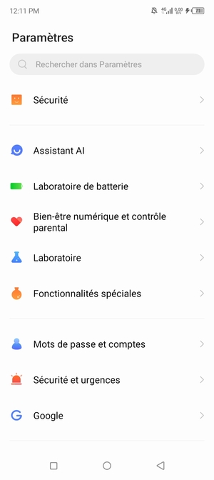 Faites défiler et sélectionnez Sécurité
