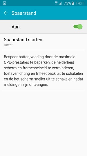 Schakel Spaarstand in