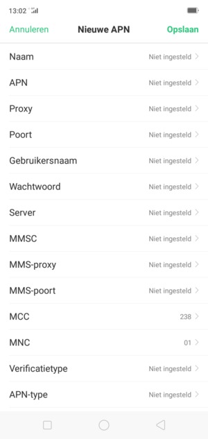 Voer mms-gegevens in