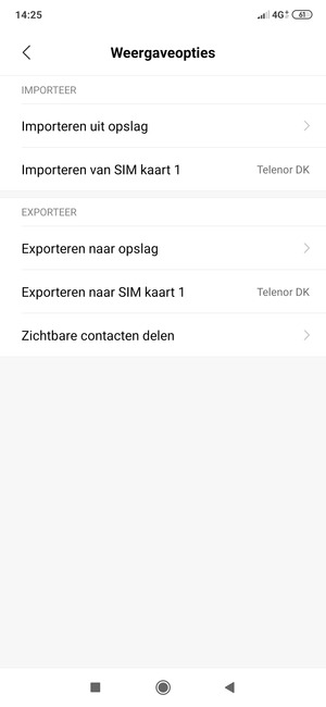 Selecteer Importeren van SIM kaart