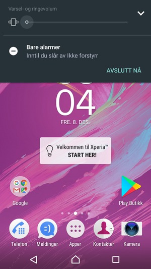 Trykk en gang til for lydløs modus