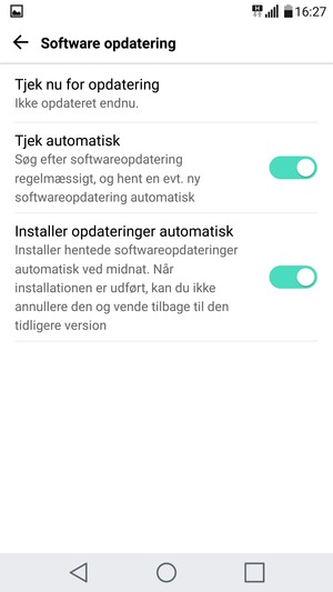 Vælg Tjek nu for opdatering