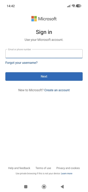 Enter your Hotmail address and select Next