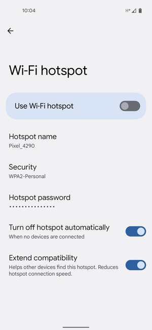 Select Hotspot password