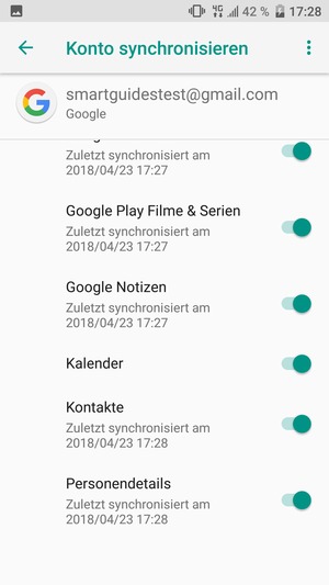 Stellen Sie sicher, dass Kontakte ausgewählt ist