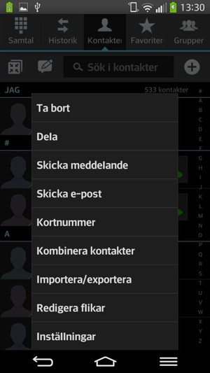 Välj Importera/exportera