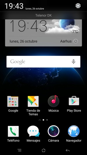 Deslice hacia abajo el menú superior