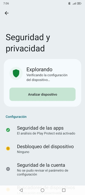 Seleccione Desbloqueo del dispositivo