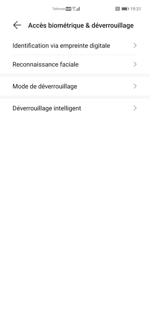Sélectionnez Mode de déverrouillage