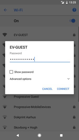 Enter the Wi-Fi password and select CONNECT