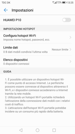 Seleziona Configura hotspot Wi-Fi
