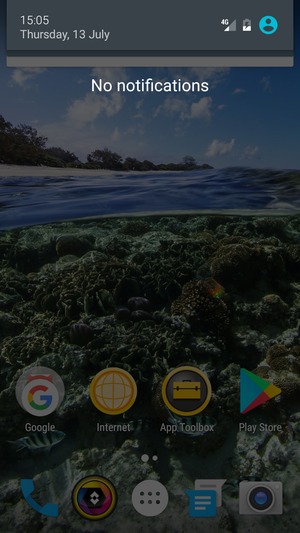 Slide down the top menu again
