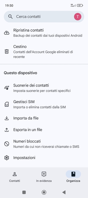 Scorri e seleziona Gestisci SIM