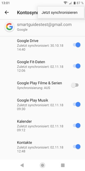 Wählen Sie Jetzt synchronisieren