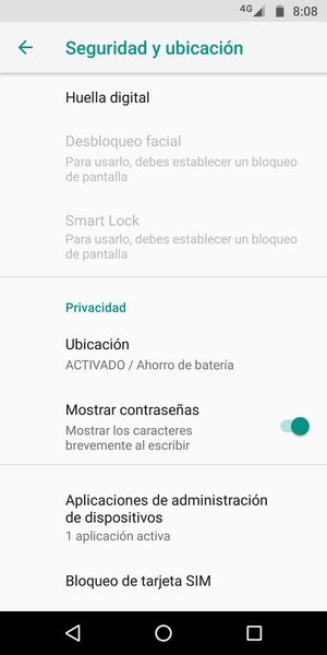 Desplácese y seleccione Ubicación