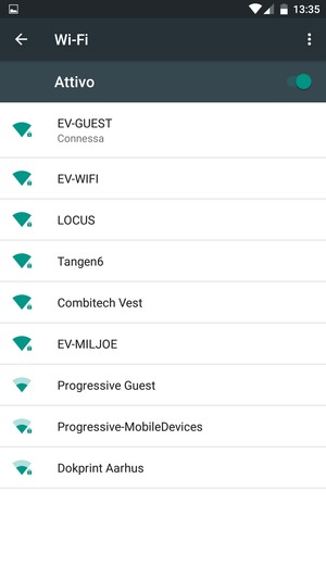 Ora sei connesso alla rete Wi-Fi