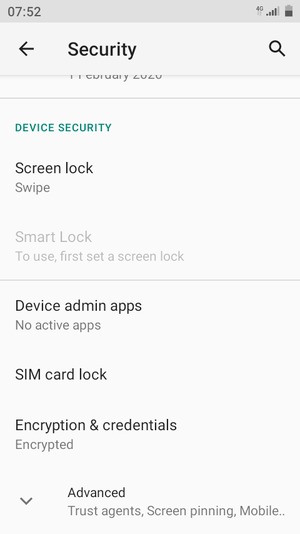Scroll to and select SIM card lock