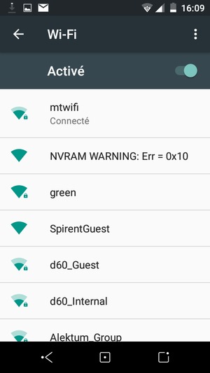 Vous êtes maintenant connecté au réseau Wi-Fi