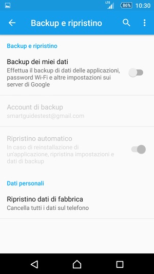 Attiva Backup dei miei dati